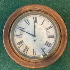 Large Dial Antique Gallery Clock Round Oak Case--Parts Or Repair—Free Shipping picture