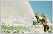 Snow Plow Highways Skiers Western Mountain Chrome Postcard Vtg Unposted picture