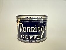 Vintage Manning's 1 Lb Coffee Can Tin Litho Advertising with Lid, San Francisco picture