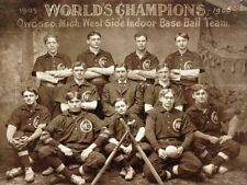 1900s WORLD'S CHAMPIONS INDOOR BASEBALL TEAM HEAVY DUTY USA MADE METAL ADV SIGN picture