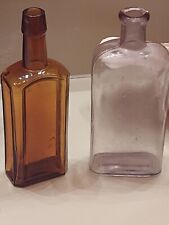 Group of 2 Outstanding Antique  Rectangular Shape Medicine Bottles ~7.78