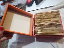 Vintage cardboard Index Card File Box with recipes - many hand written picture