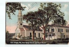 Old Vintage 1910 Postcard First Parish Church and Court House York Village Maine picture