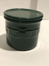 Longaberger Woven Trad Pottery Ivy Green Pint Salt Crock with Lid/Coaster~USA   picture