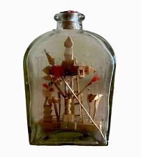 Antique German  Folk Art Hand Carved Whimsy Bottle With Crucifix Circa 1900 picture