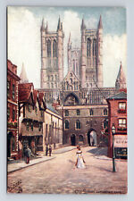 Exchequer Gate & Cathedral Old Lincoln Lincolnshire UK Tuck's Oilette Postcard picture