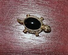 Vintage Gold? Toned Turtle Button With Opal Stone Adorned With Rhinestones Beads picture