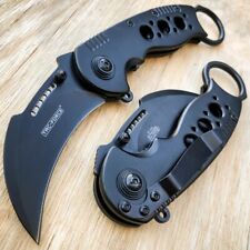 BLACK KARAMBIT SPRING POCKET KNIFE Tactical Open Folding Claw Assisted Blade NEW picture