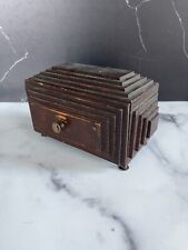 Antique Vintage Wooden Tramp Art Box W/Drawer Carved Primitive Folk 7.5 x 5 picture