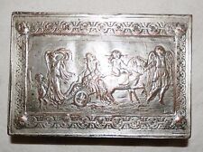 EG Webster Silver Plate Jewelry/Cigarette Case Horse Chariot Angel Repousse box picture