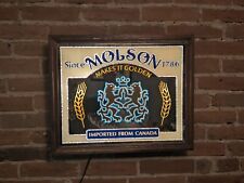 Vintage Molson Beer Makes It Golden - Light Up Mirror Sign, 1985 New picture