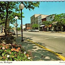 c1980s Grand Haven, Mich. Lovely Town Downtown Postcard Main St Lamp MI Vtg A79 picture