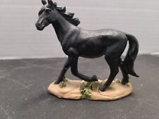 Resin Black Horse Figurine Stallion Standing in Grass 3 