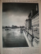 Printed photo Thames from Westminster Bridge County Hall London 1933 picture