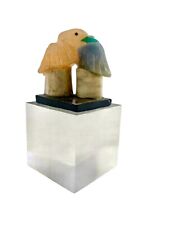 Love Bird Carved Stone Tropical parrot on Acrylic Base Cute Gift Decor picture