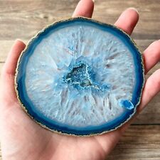 Blue Agate Slice Geode Slab Brazilian Stone Dyed picture