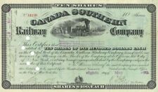 Canada Southern Railway - 1893 dated Canadian Railroad Stock Certificate - Green picture