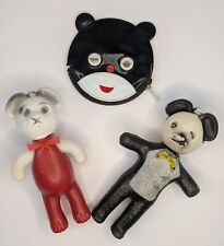 3 Vintage 1950's Toy Bears & Panda Zip Coin Purse Motion Winking Eyes 3D Lot picture