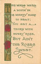 Vintage Raymond Howe Arts & Crafts Style Postcard; Rose Motif, Roses with Thorns picture