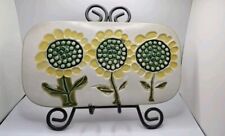 Vintage Bennington Potters Vermont Sunflower Trio Tile Wall Art Yellow Green picture