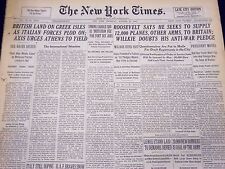 1940 OCTOBER 31 NEW YORK TIMES - BRITISH LAND ON GREEK ISLES - NT 332 picture