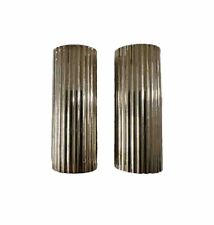 Pair Of Ribbed Christofle Modern Silver Plate Salt and Pepper Shakers picture
