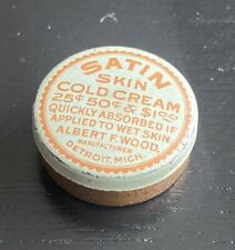 Antique Early 1900s Albert F. Wood Sample Tin of Satin Skin Cold Cream picture