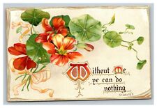 Vintage 1910's Tuck's Postcard Nice Orange Green Flowers Religious Quote picture