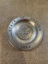 Brushed Pewter Milmetal Plate State Of Oregon Seal Statehood Commemorative 1859 picture