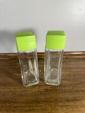 Old Rare Vintage Vnt Glass Tums Bottle Mint Green Lids Clean Classic Oldie picture