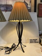 2 Vintage  Table Lamps Elegant Deco Modern With Original Sage Green Silk Shades picture