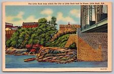 Little Rock Arkansas Linen Boat Bridge Roofing Company River Waterway Postcard picture