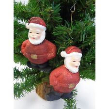 Vintage 1950's Santa With Glitter Christmas Ornament Hand Painted Made In Japan picture