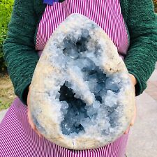 12.1KG HUGE Natural Blue Celestite Crystal Geode Cave Mineral Specimen 634 picture