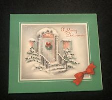Vintage Holiday Christmas Greeting Card Paper Collectible Snowy Entrance picture