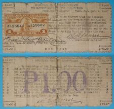 1942 Philippines ~ CAGAYAN 1 Peso w/ Stamp ~ WWII Emergency Note ~ CAG-115 /221 picture