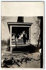 c1910's Family At The Porch Eldorado Kansas KS RPPC Photo Antique Postcard picture
