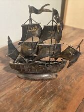 Vintage Metal Pirate Ship Hand Made In Hong Kong picture