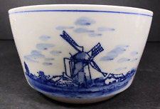 Vintage Delft Blue Hand Painted Windmill Boat Ceramic Bowl picture