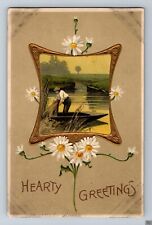 Vintage Postcard Hearty Greeting Wild Rice Harvest Early 1900s Not Mailed picture