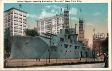 Vtg Postcard Union Square Showing US Navy Battleship 