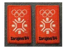 Lot of 2 ~ 1984 Sarajevo Winter Olympics Vintage Sew-On Embroidery Patch picture
