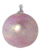 Vintage Hand Blown Art Glass PINK SWIRL Christmas Ball Ornament picture