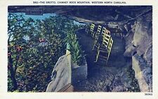The Grotto Chimney Rock Mountain Western North Carolina Linen Vintage Postcard picture