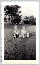 Original Old Vintage Antique Outdoor Photo Picture Kids Children Nature Grass picture