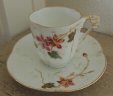 1890s FRENCH LIMOGES W G & Co Demitasse Cup/Saucer Set Pink & Gold Hand-Painted picture