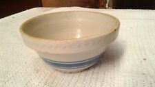 Antique Stoneware Mixing Bowl Blue Bands Pottery picture