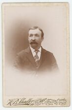 Antique Circa 1880s Cabinet Card Large Man With Amazing Mustache Bellefonte, PA picture