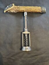  Antique Antler Silver Capped Corkscrew Wine Bottle Opener Germany picture
