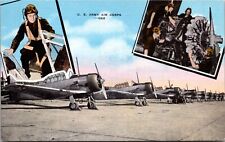 Linen Postcard United States Army Air Corps Men Planes picture